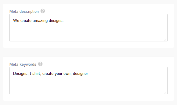 Enter meta description and keywords
