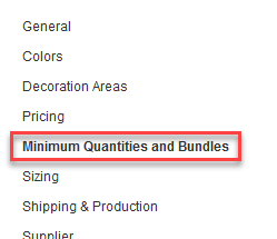 Minimum Quantities and Bundles menu item
