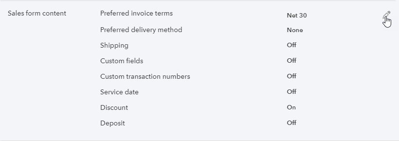 Sales Form Content Section
