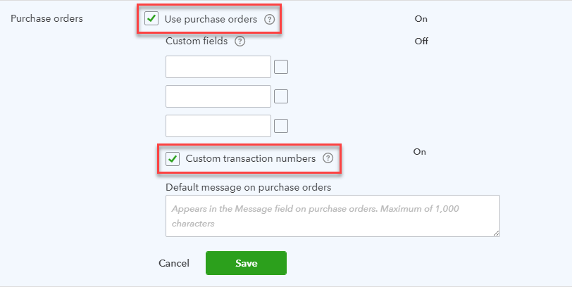 Use Purchase Orders Checkbox