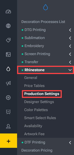 Rhinestone Production Settings Menu Item.png