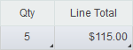 Qty and Line Total fields