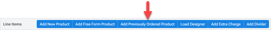 'Add Previously Ordered Product' button