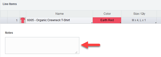 Notes text box