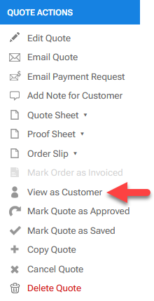 'View as Customer' action (Quote)