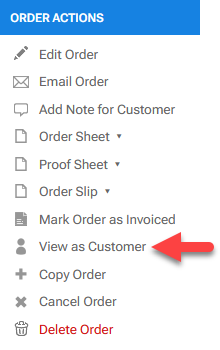 'View as Customer' action (Order)