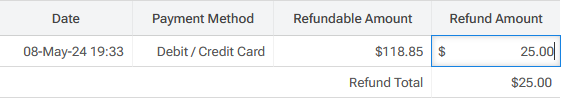 refund amount