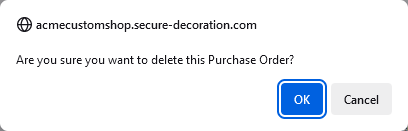 delete purchase order confirmation dialog
