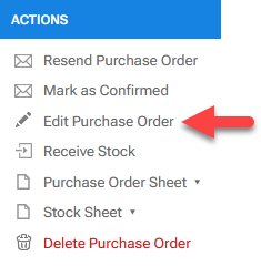 'Edit Purchase Order' action