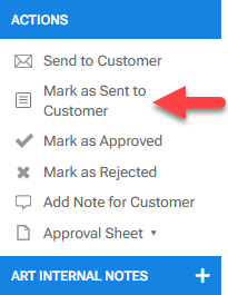 'Mark as Sent to Customer' aciton