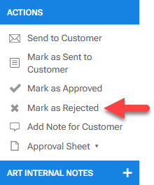 'Mark as Rejected' action