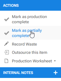 'Mark as partially complete' action