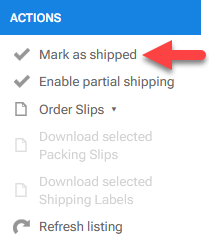 'Mark as shipped' action