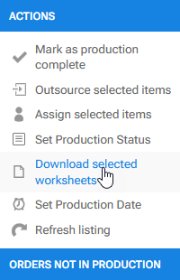 'Download selected orders' action