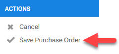 'Save Purchase Order' action