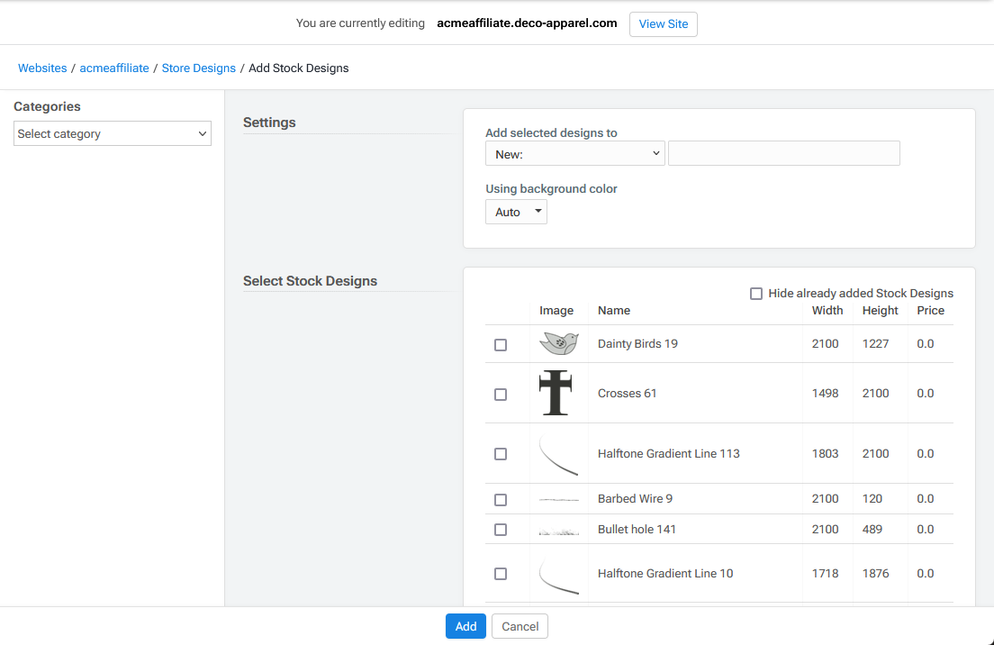 Add Stock Designs Page.png