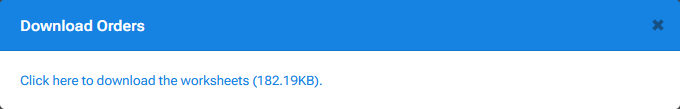 'Download Orders' popup