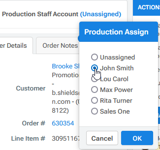 'Production Team Member' dropdown