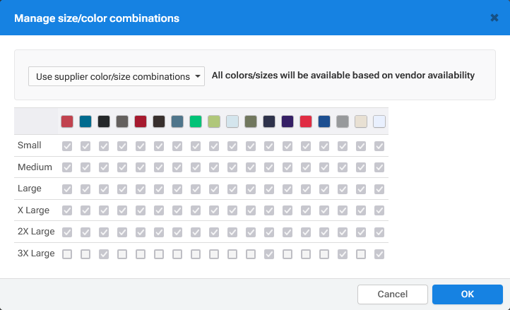 Manage Size-Color Combinations Popup.png