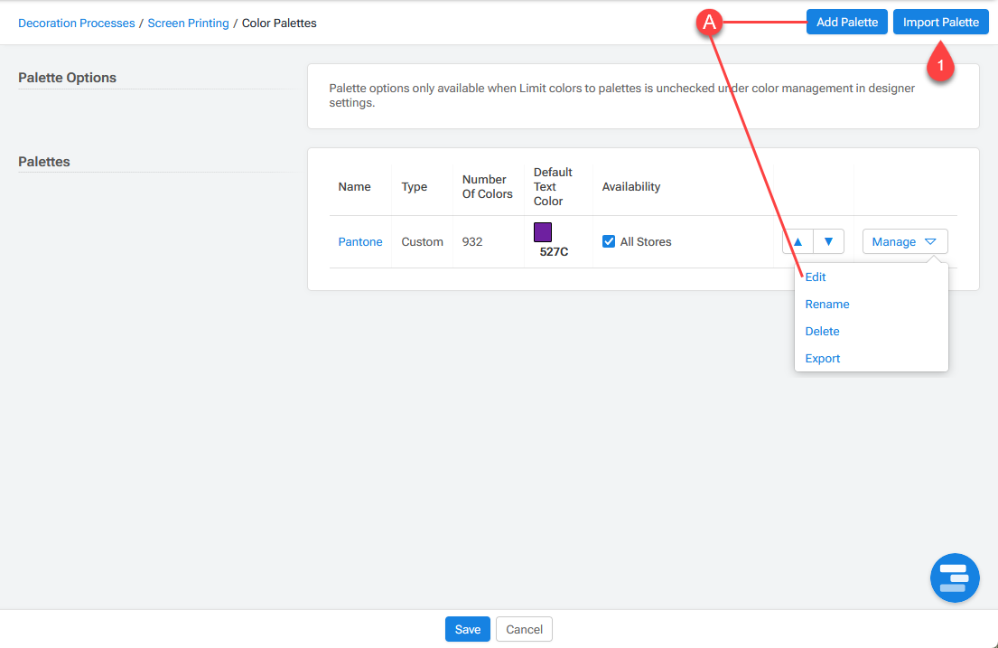 Color Palette Settings