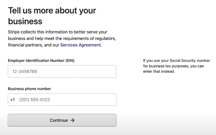 Stripe Application Screen