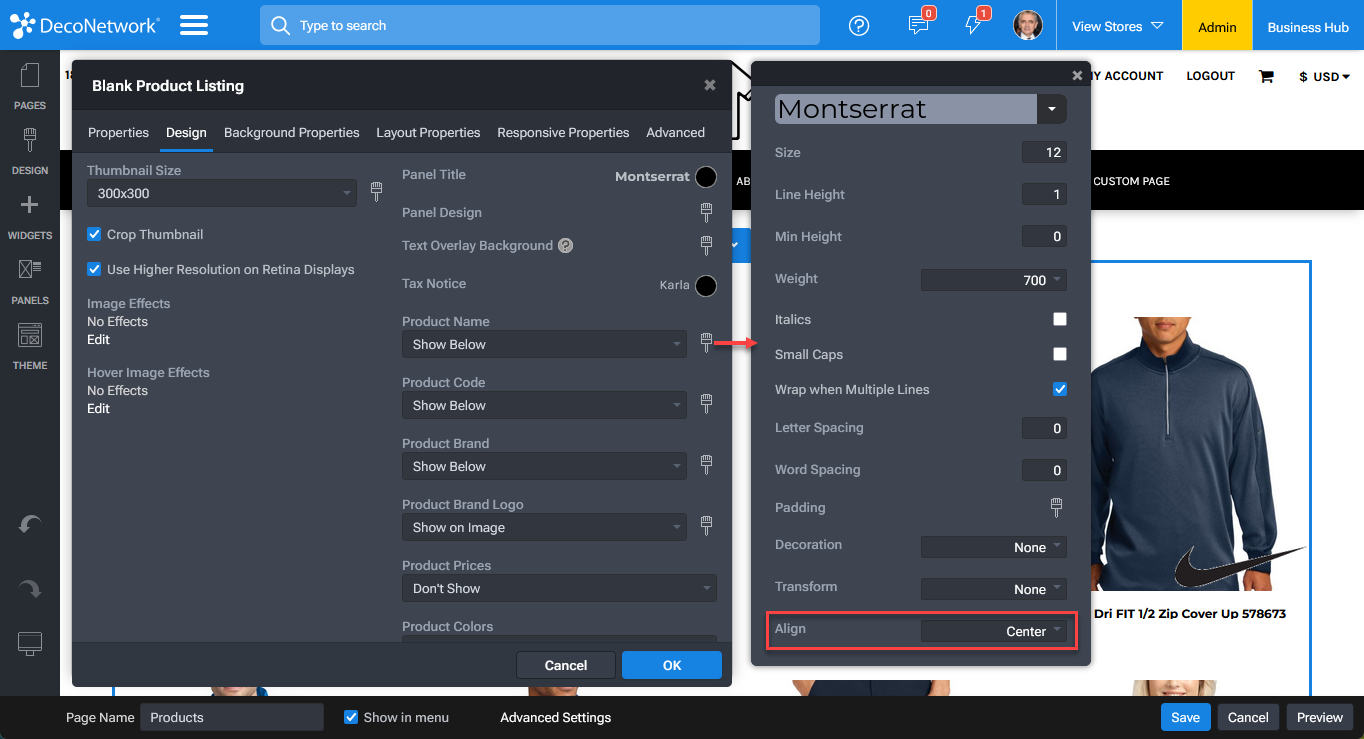 Alignment setting for Product name in Blank Product Listing widget
