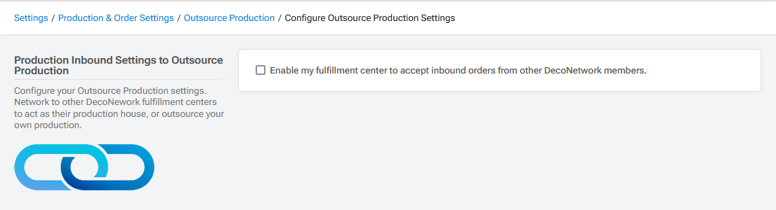 Inbound production settings page