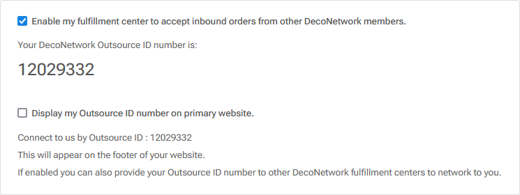 Outsource ID shown in inbound settings