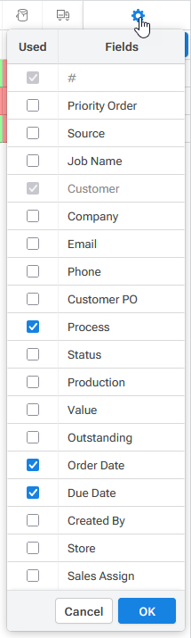 Fields Selection Table