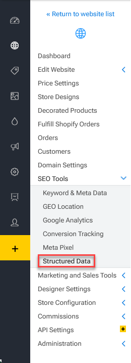 Structured Data Menu Item