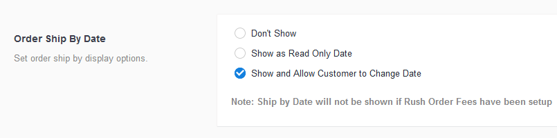 Order Ship By Date Settings