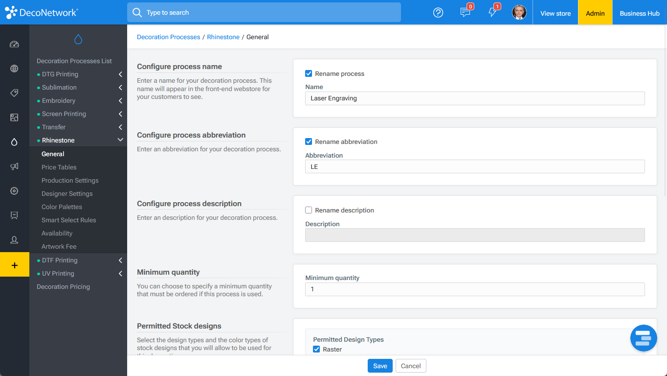 Change Decoration Process Name and Abbreviation