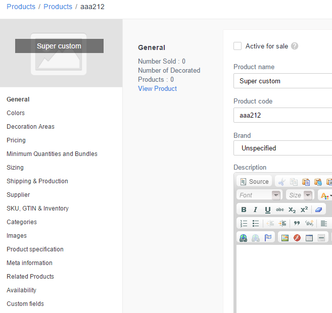 Product Configuration Page