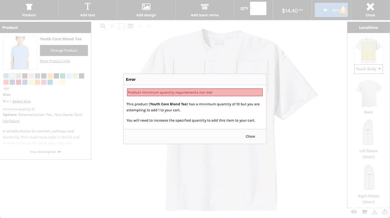 Checkout warning for a product minimum quantity shortfall.png