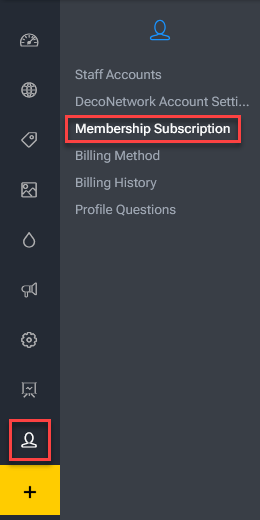 Membership Subsciption Menu Item