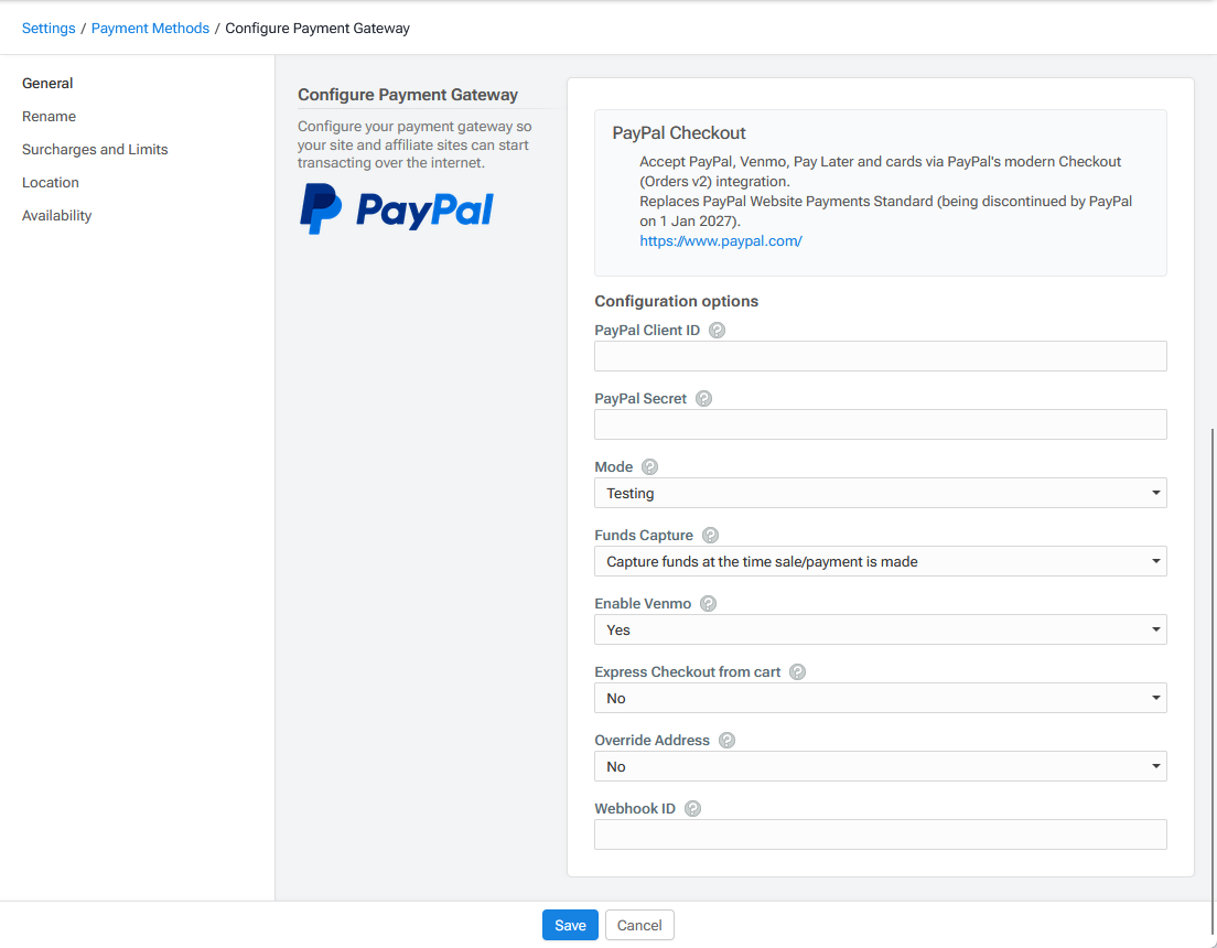 PayPal Checkout Gateway