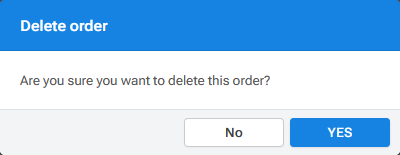Delete Order popup