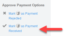 Mark as Payment Received action