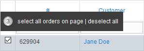 'select all orders on page'/'deselect all' command