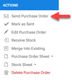 'Send Purchase Order' action
