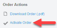 'Activate Order' action