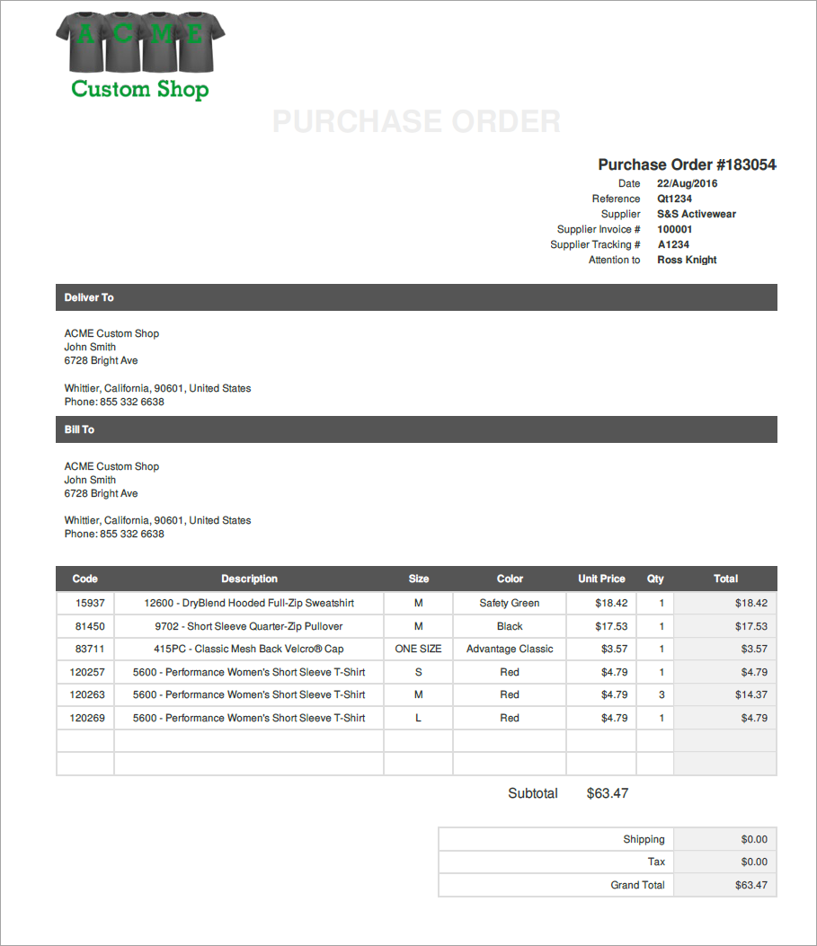 Purchase order overview – DecoNetwork Help