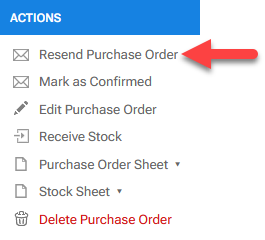 'Resend Purchase Order' action