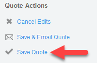 Save Quote action