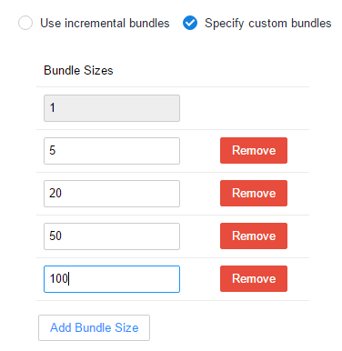 Custom bundles configuration for a product group