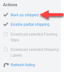 'Mark as shipped' action